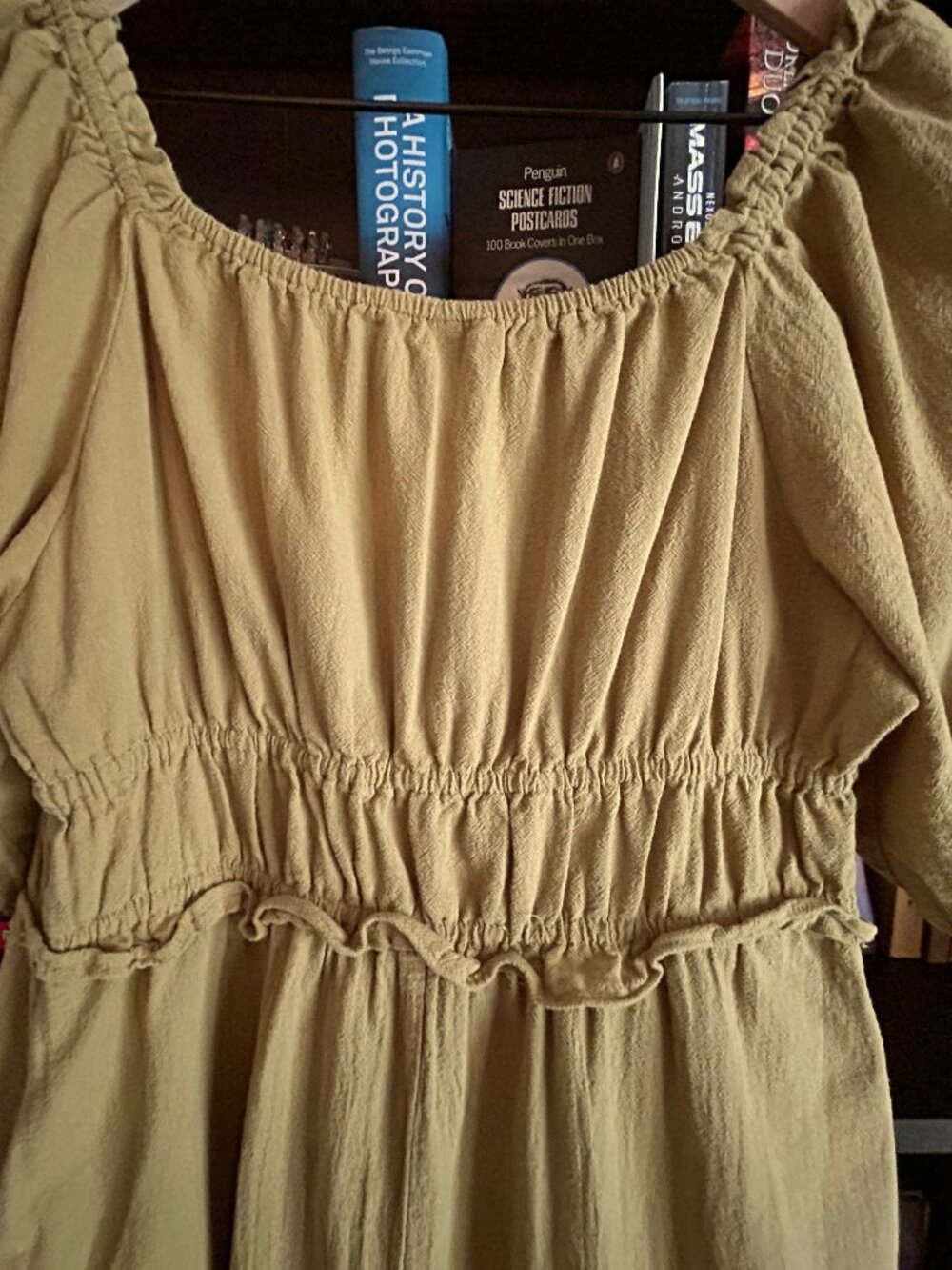 Olive Green Peasant Dress - Picture 4 of 4